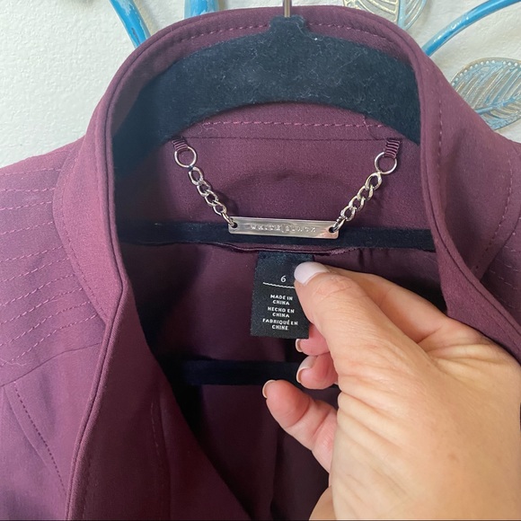WHBM Stitched Shoulder Cropped Blazer Burgundy/Wine Sz 6 - Picture 4 of 5